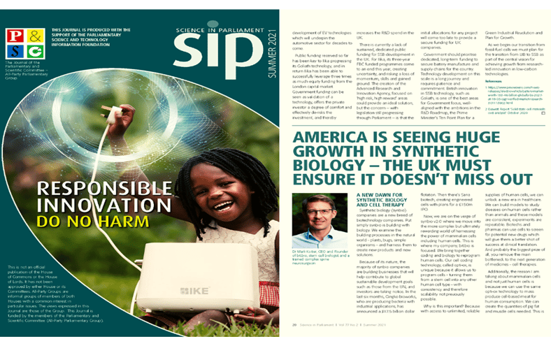 Article | The USA is seeing huge growth in synbio. UK mustn't miss out.